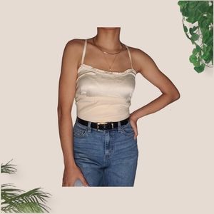 Cream 90's Style Babydoll 91% Silk Cami Top
